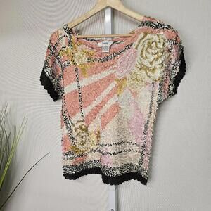 Vintage Dorman Women's One Size Fits All Textured Floral‎ Top
